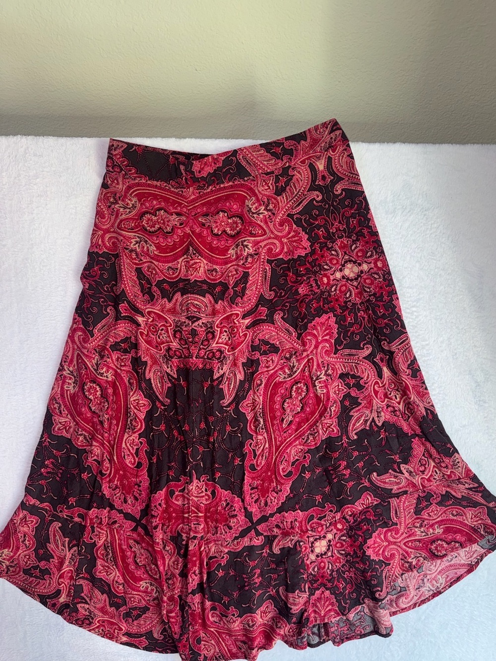 Free People Red Paisley Mandala Boho Midi Skirt 2